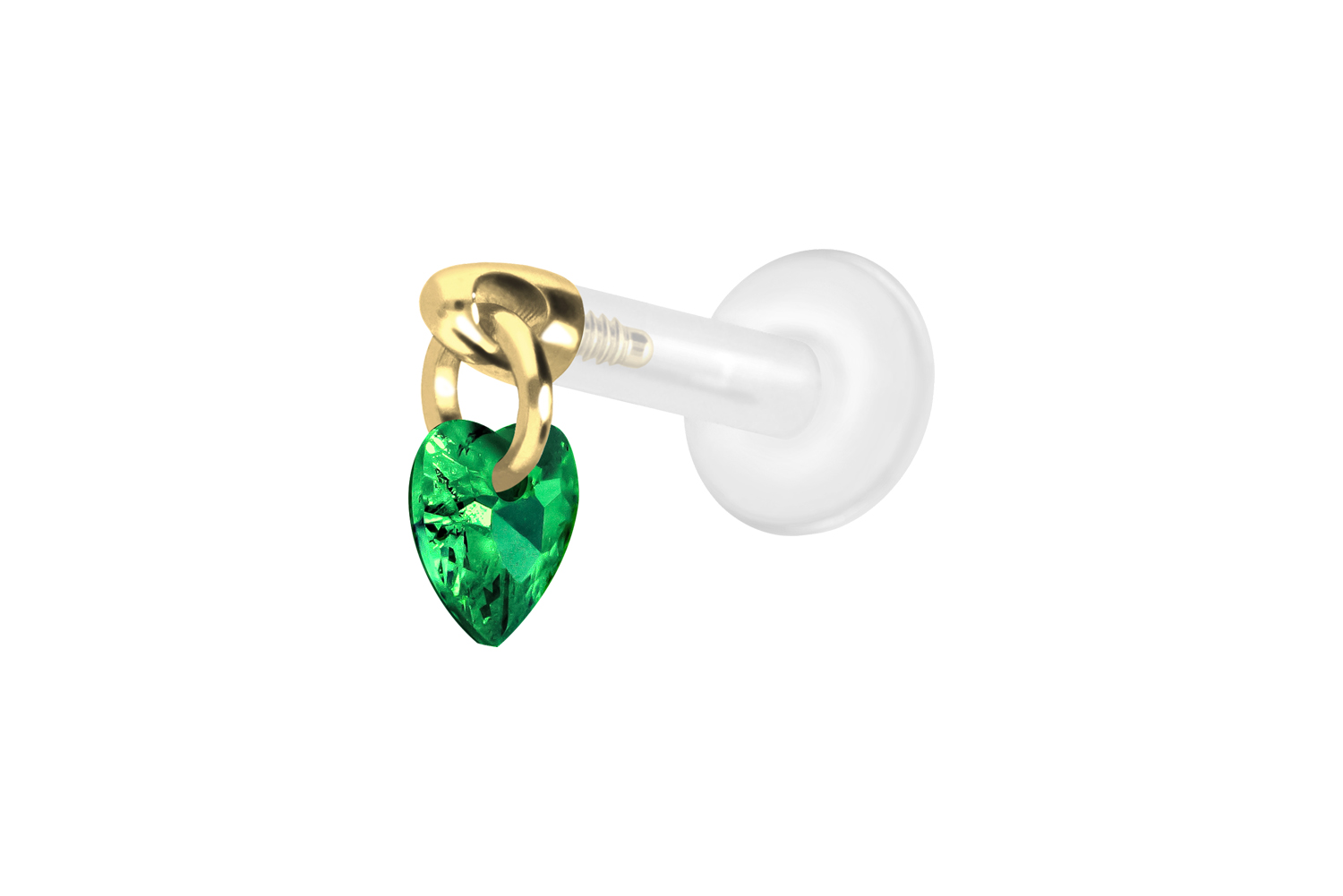PTFE Labret Piercing mit Innengewinde + Titan-Aufsatz KRISTALLHERZ